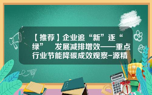 【推荐】企业追“新”逐“绿”　发展减排增效——重点行业节能降碳成效观察-源精制股份有限公司
