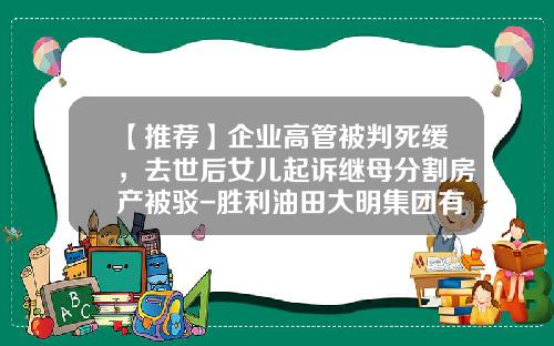 【推荐】企业高管被判死缓，去世后女儿起诉继母分割房产被驳-胜利油田大明集团有限公司招聘