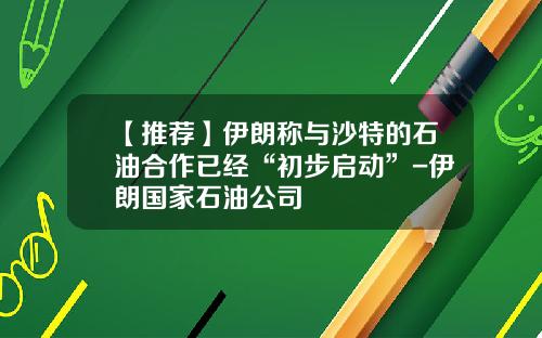 【推荐】伊朗称与沙特的石油合作已经“初步启动”-伊朗国家石油公司