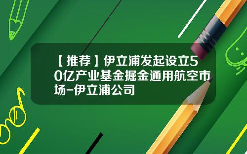 【推荐】伊立浦发起设立50亿产业基金掘金通用航空市场-伊立浦公司
