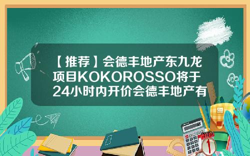 【推荐】会德丰地产东九龙项目KOKOROSSO将于24小时内开价会德丰地产有限公司