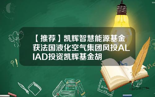 【推荐】凯辉智慧能源基金获法国液化空气集团风投ALIAD投资凯辉基金胡