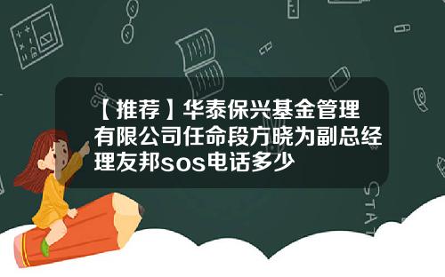 【推荐】华泰保兴基金管理有限公司任命段方晓为副总经理友邦sos电话多少