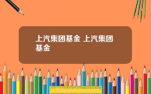 上汽集团基金 上汽集团 基金