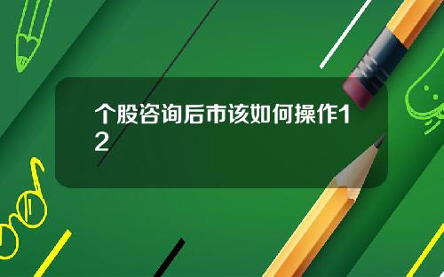 个股咨询后市该如何操作12