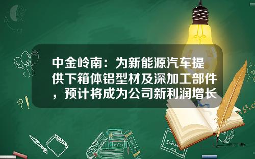 中金岭南：为新能源汽车提供下箱体铝型材及深加工部件，预计将成为公司新利润增长点-广西中金能源有限公司