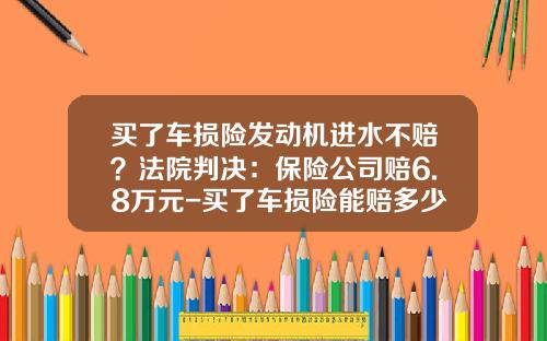 买了车损险发动机进水不赔？法院判决：保险公司赔6.8万元-买了车损险能赔多少