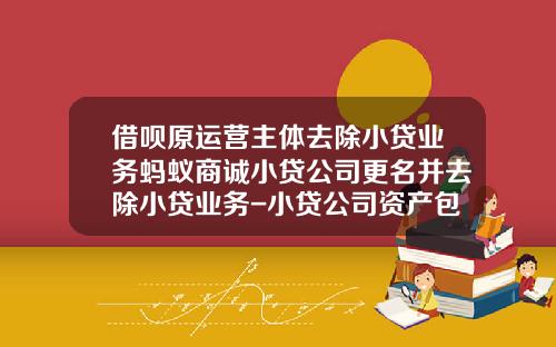 借呗原运营主体去除小贷业务蚂蚁商诚小贷公司更名并去除小贷业务-小贷公司资产包