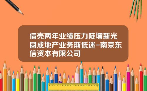 借壳两年业绩压力陡增新光圆成地产业务渐低迷-南京东信资本有限公司