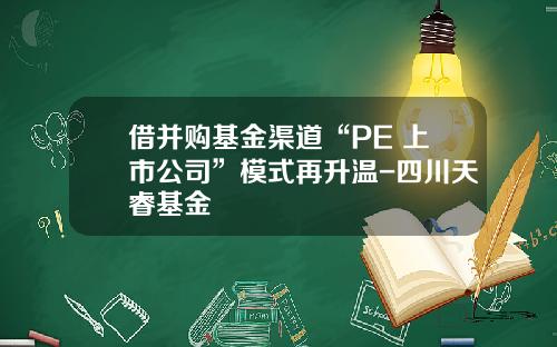 借并购基金渠道“PE+上市公司”模式再升温-四川天睿基金