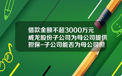 借款金额不超3000万元威龙股份子公司为母公司提供担保-子公司能否为母公司担保