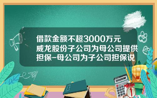 借款金额不超3000万元威龙股份子公司为母公司提供担保-母公司为子公司担保说明
