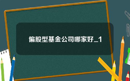 偏股型基金公司哪家好_1