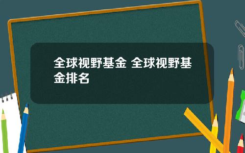 全球视野基金 全球视野基金排名