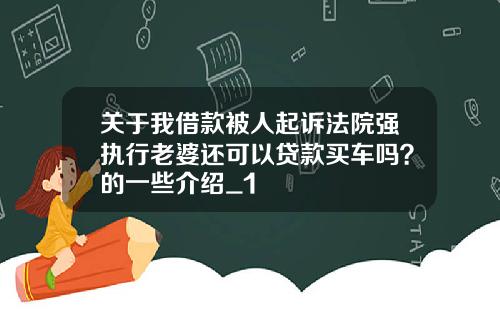 关于我借款被人起诉法院强执行老婆还可以贷款买车吗？的一些介绍_1