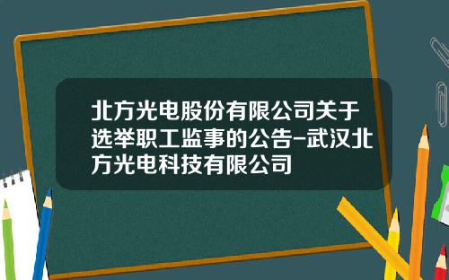北方光电股份有限公司关于选举职工监事的公告-武汉北方光电科技有限公司