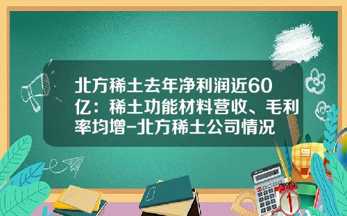 北方稀土去年净利润近60亿：稀土功能材料营收、毛利率均增-北方稀土公司情况