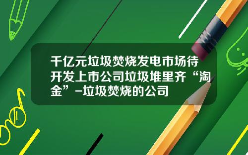 千亿元垃圾焚烧发电市场待开发上市公司垃圾堆里齐“淘金”-垃圾焚烧的公司