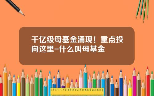 千亿级母基金涌现！重点投向这里-什么叫母基金