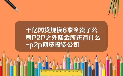 千亿网贷规模6家全资子公司P2P之外陆金所还有什么-p2p网贷投资公司