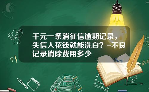 千元一条消征信逾期记录，失信人花钱就能洗白？-不良记录消除费用多少