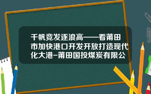 千帆竞发逐浪高——看莆田市加快港口开发开放打造现代化大港-莆田国投煤炭有限公司