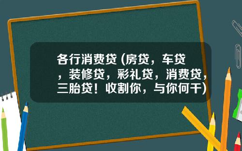 各行消费贷 (房贷，车贷，装修贷，彩礼贷，消费贷，三胎贷！收割你，与你何干)_1