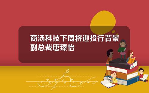商汤科技下周将迎投行背景副总裁唐臻怡