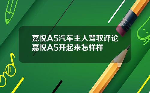 嘉悦A5汽车主人驾驭评论嘉悦A5开起来怎样样