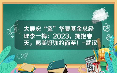 大展宏“兔”华夏基金总经理李一梅：2023，拥抱春天，愿美好如约而至！-武汉华夏基金