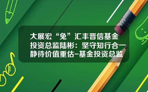大展宏“兔”汇丰晋信基金投资总监陆彬：坚守知行合一静待价值重估-基金投资总监