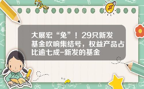 大展宏“兔”！29只新发基金吹响集结号，权益产品占比逾七成-新发的基金