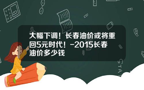 大幅下调！长春油价或将重回5元时代！-2015长春油价多少钱