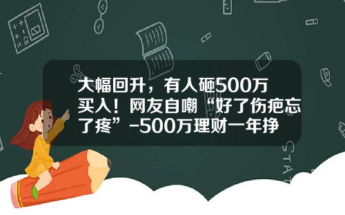 大幅回升，有人砸500万买入！网友自嘲“好了伤疤忘了疼”-500万理财一年挣多少钱