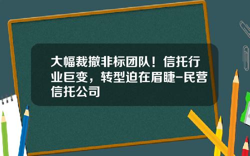 大幅裁撤非标团队！信托行业巨变，转型迫在眉睫-民营信托公司