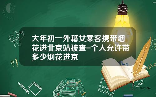 大年初一外籍女乘客携带烟花进北京站被查-个人允许带多少烟花进京