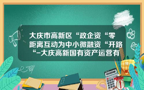 大庆市高新区“政企资“零距离互动为中小微融资“开路“-大庆高新国有资产运营有限公司