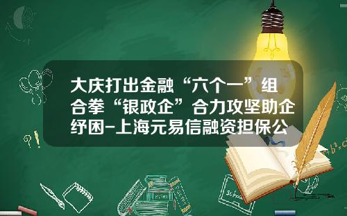 大庆打出金融“六个一”组合拳“银政企”合力攻坚助企纾困-上海元易信融资担保公司