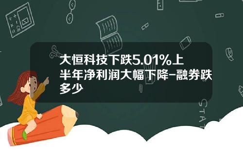 大恒科技下跌5.01%上半年净利润大幅下降-融券跌多少
