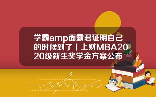 学霸amp面霸君证明自己的时候到了丨上财MBA2020级新生奖学金方案公布