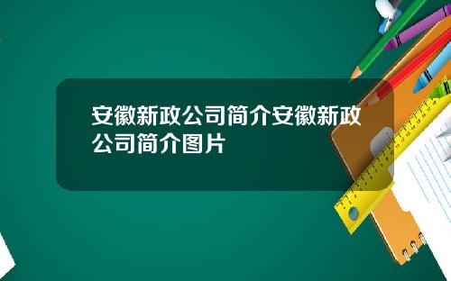 安徽新政公司简介安徽新政公司简介图片