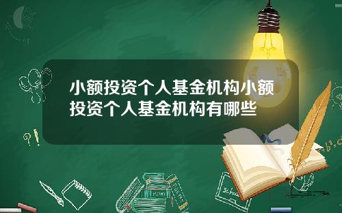 小额投资个人基金机构小额投资个人基金机构有哪些
