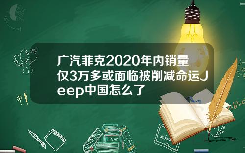 广汽菲克2020年内销量仅3万多或面临被削减命运Jeep中国怎么了