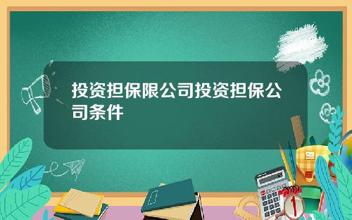 投资担保限公司投资担保公司条件