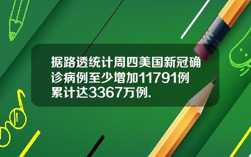 据路透统计周四美国新冠确诊病例至少增加11791例累计达3367万例.