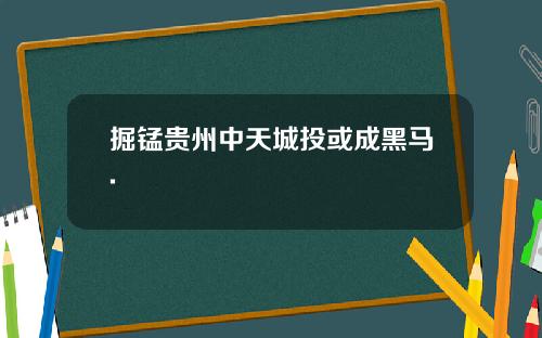 掘锰贵州中天城投或成黑马.