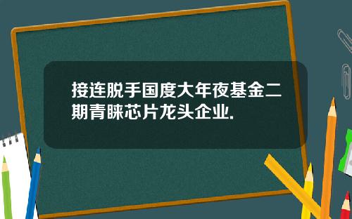 接连脱手国度大年夜基金二期青睐芯片龙头企业.