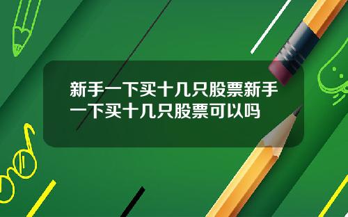 新手一下买十几只股票新手一下买十几只股票可以吗