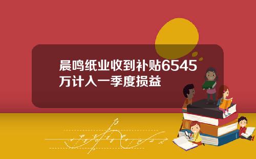 晨鸣纸业收到补贴6545万计入一季度损益