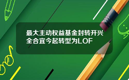 最大主动权益基金封转开兴全合宜今起转型为LOF